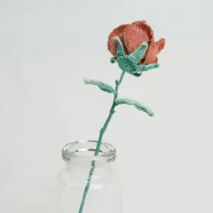 Lüks Mini tığ çiçek biyonik gül iç mekan mobilyası dekorasyon hediye zarif süs