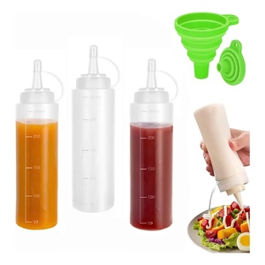 Distributeur de condiments compressible 250 ml, 3 bouteilles avec marquages de mesure pour le stockage de sauces et vinaigrettes - Product Image 1