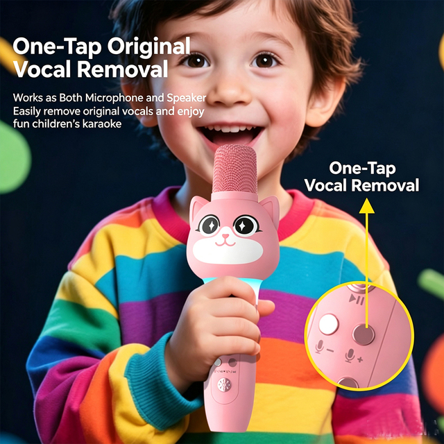Portable Kids Handheld Karaoke Microphone With Noise Cancelling Function Ideal for Party Home Entertainment Singing Mic