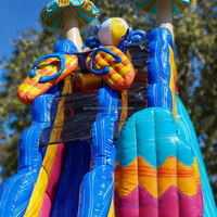 Toboggan aquatique gonflable géant pour enfants et adultes sur le thème de l'Hawaï, pour fêtes sur la plage, avec piscine