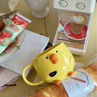 Tasse en céramique créative et mignonne en forme de poussin à bec bombé, tasse à café ou à lait pour le petit-déjeuner à la maison