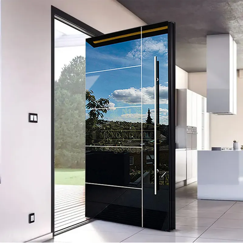 Design moderno decorativo excelência qualidade pivot porta entrada entrada dianteira porta porta porta de aço de segurança