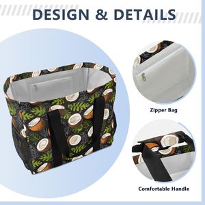 Bolsa de Compras Grande con Asa, Estampado de Hojas Tropicales y Guepardo, Bolsa de Poliester Suave Personalizada para Compras en la Playa - Product Image 3