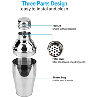 Wuyi Camol Cocktail Shaker Set 11pcs 24oz Acier Inoxydable Bar Cocktail Kit Whisky Pierres Mixologie Maîtrise Cocktail Shaker Set
