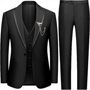 Traje de Novio de 3 Piezas para Hombre, Corte Slim Fit, Doble Botonadura, Formal, Antiarrugas, Cómodo y Transpirable - Product Image 3