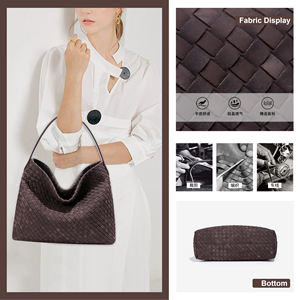 Sac fourre-tout <span class=keywords><strong>vintage</strong></span> en PU mat tressé, fait main, texture suédée, luxe, pour femme, avec une seule bandoulière, imperméable, durable, pour le shopping quotidien - Product Image 4