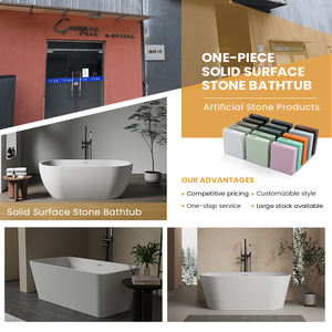 Baignoire japonaise autoportante pour une personne seule Baignoire d'angle carré Baignoire à surface solide pure - Product Image 4