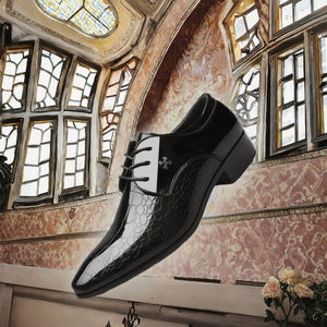 New <b>Genuine</b> <b>Leather</b> Lace-Up Pointed Toe Flat Breathable Men's Business & Wedding Dress Shoes - Product Image 3