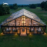 Tente de réception de luxe transparente pour mariage, structure en aluminium, toit en verre PVC transparent, grandes tentes d'événements extérieurs pour mariage