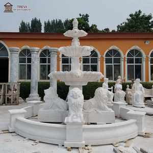 ราคาถูกสวนที่ทันสมัยสีขาวแกรนด์หินอ่อนผนังน้ำโบราณสิงโตรูปปั้นสวนน้ำพุ - Product Image 5