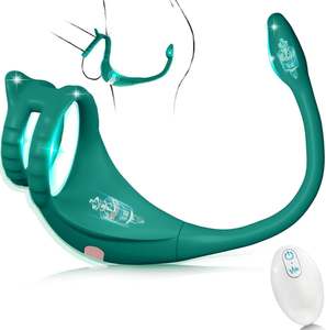 Anillo vibrador de retardo de esperma de bloqueo, anillo para pene para hombres, juguete sexual, masajeador de próstata, anillo eléctrico para pene con tapón Anal - Product Image 2