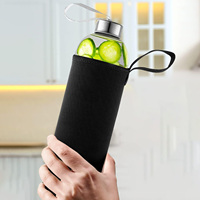 Bouteille d'eau en verre personnalisée, anti-fuite, compatible micro-ondes, style sport, sans BPA, réutilisable avec housse en tissu pour lait, jus et usage hôtelier