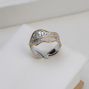 Anillo de Plata S925 para Mujer, Color Dividido, con 5-6 Perlas, Boca Móvil, Accesorios de Joyería DIY, Soporte para Cabello, Estilo Air Tide 1582 - Product Image 3