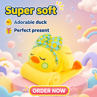 Bantal Boneka Bebek Kuning Lemon Bow 2 in 1 dengan Selimut, Bantal Boneka Bebek Berbaring, Selimut Flanel Lipat, Hadiah Tidur Siang untuk Anak