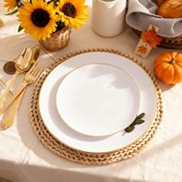 Ensemble de vaisselle jetable en plastique, assiettes blanches et noires avec bord doré, gobelets, couteaux, cuillères, kit de vaisselle pour fête