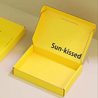 Caja de Envío Plegable de Cartón Corrugado con Impresión de Letras Sencillas en Amarillo Brillante, Caja de Embalaje para Ropa, Cosméticos y Regalos