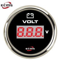 Voltmeter Digital Universal 52mm Baru dengan Layar Tampilan 9-32V dan Lampu Latar Delapan Warna Bezel 316L Merek ECMS