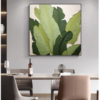 Peinture à l'huile moderne sur toile, feuille de bananier peinte à la main, taille personnalisée, art mural végétal vert pour salon, décoration intérieure