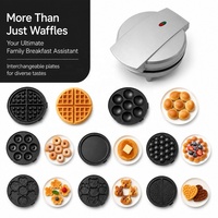 Mini gaufrier électrique en céramique personnalisé WM-0009, appareil à snacks avec 13 plaques amovibles, usage domestique, surface antiadhésive, toucher froid