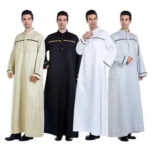 Men Muslim Robes Dubai Kaftan men Islamic Clothing Round Neck Prayer Eid Clothes Arabe robe factory price shenzhen lily cheng