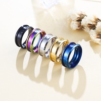 Anneaux en acier inoxydable creux en résine personnalisée pour bijoux DIY, plaqués or/noir/or rose, bijoux de mode pour hommes, bague de bande