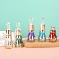 Flacon compte-gouttes en verre transparent en forme de gourde de 6 ml et 12 ml avec bouchon à vis et collier doré pour parfum et huiles essentielles