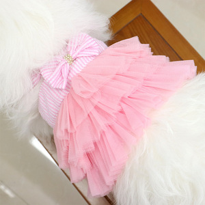 Wholesale Classic Lightweight Polyester Dog & Cat Clothes for <b>Small</b> Dogs <b>Teddy</b> Bichon Mesh Strap Dress - Product Image 3
