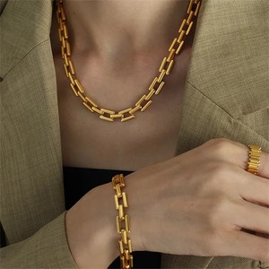 Parures de bijoux en acier inoxydable plaqué or 18 carats de haute qualité pour femmes et jeunes filles – Collier/bracelet tendance, cadeau de mariage - Product Image 3