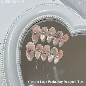 10ชิ้นคอลเลกชันที่หรูหราขนาดกลางกดบน<span class=keywords><strong>เล็บ</strong></span>ผิวสดใสโทนสีนู้ดที่ทำด้วยมือโลโก้ที่กำหนดเองบรรจุภัณฑ์ออกแบบเคล็ดลับ - Product Image 1