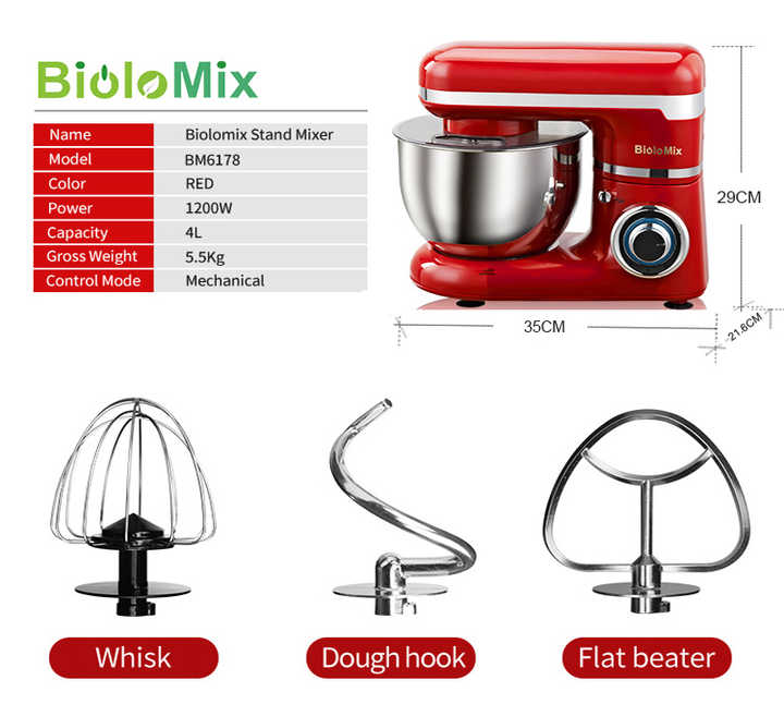 BioloMix4Lスタンドミキサーステンレススチールボウル6スピード 