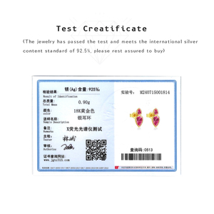 FUAMAY 2024 nuovi orecchini rosa intenso placcati in oro 18K 925 orecchini a bottone in argento Sterling - Product Image 2