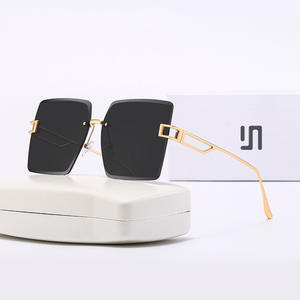 Lunettes de soleil sans monture tendance, métal noir, protection UV400, unisexe, grand format carré, type 3, verres PC, référence 801 - Product Image 4