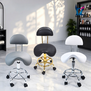 Saddle Chair Rolling Swivel Chair Wheels Hydraulic <b>Stool</b> PU Leather Modern <b>Height</b> <b>Adjustable</b> 360 Degree Rotation for salon - Product Image 2