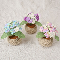 Pot d'hortensia fait main plante fleur artificielle Table décoration de la maison pièce décorative Crochet articles pour cadeau de filles