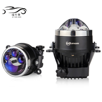 Phare LED Super Lumineux 120W K222 3 Pouces à Double Lentille Projecteur, Lampe Antibrouillard LED Haute Puissance, Systèmes d'Éclairage Automobile pour Voitures Universelles