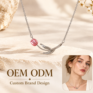 Collar con Colgante de Tulipán Rosa, Diseño OEM/ODM, Venta al Por Mayor, Joyería Elegante para Mujer, Material Personalizable - Product Image 1