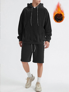 Vente en gros Automne Hiver Mode Urbaine Européenne Américaine Décontractée et Relâchée un Ensemble Sweat-shirt et Short Uni pour <span class=keywords><strong>Homme</strong></span> - Product Image 5
