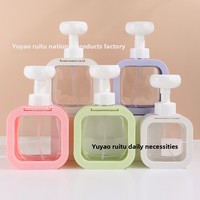 Flacon pompe carré pour désinfectant pour les mains, mousse florale, 300ml/500ml, mousse nettoyante, bain moussant, à presser
