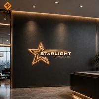 Letras 3D LED Retroiluminadas con Acabado Dorado Cepillado Personalizadas para Logotipo de Pared, Letrero para Empresa Inmobiliaria, Letrero para Vestíbulo Corporativo