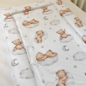 Housse de matelas à langer en coton personnalisée avec motif ours et nuage pour nouveau-né - Product Image 4