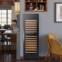 Cave à vin de luxe 450L à double zone avec compresseur, éclairage LED, capacité 90 bouteilles, écran tactile et dégivrage semi-automatique