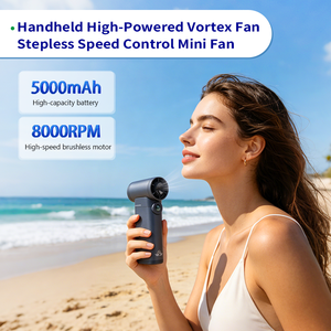Ventilador portátil 2 en 1 de alta velocidad, 75000 RPM, batería de 6000mAh, manos libres, personalizado, ligero, recargable por USB - Product Image 4