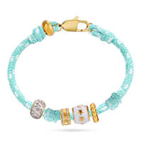 Bracelet à breloques en cordon bleu clair de style designer EDGE avec perles en strass de cristal et breloque étoile émaillée colorée, bijoux tendance
