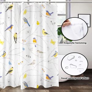 Lovetar personnalisé Vintage oiseau branche arbre rideau de douche imperméable Peva tissu avec crochets lavable décor à la maison pour salle de bain - Product Image 4