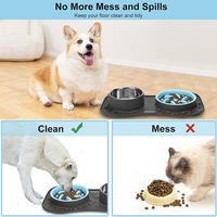 Bols pour chiens et chats à alimentation lente 3 en 1 en acier inoxydable pour ralentir la consommation, durables, anti-déversement et antidérapants avec tapis en silicone