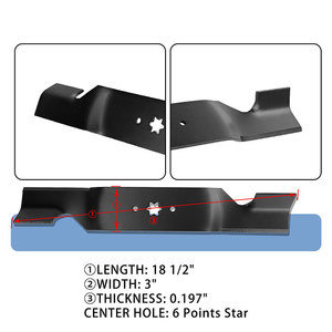 Lame de <span class=keywords><strong>tondeuse</strong></span> à gazon de 18-1/2 po pour plateau de 54 po, remplace 742-0679 942-0679 742-0679A 942-0679A, trou central étoilé à 6 points, pièces de rechange, lot de 3 - Product Image 4