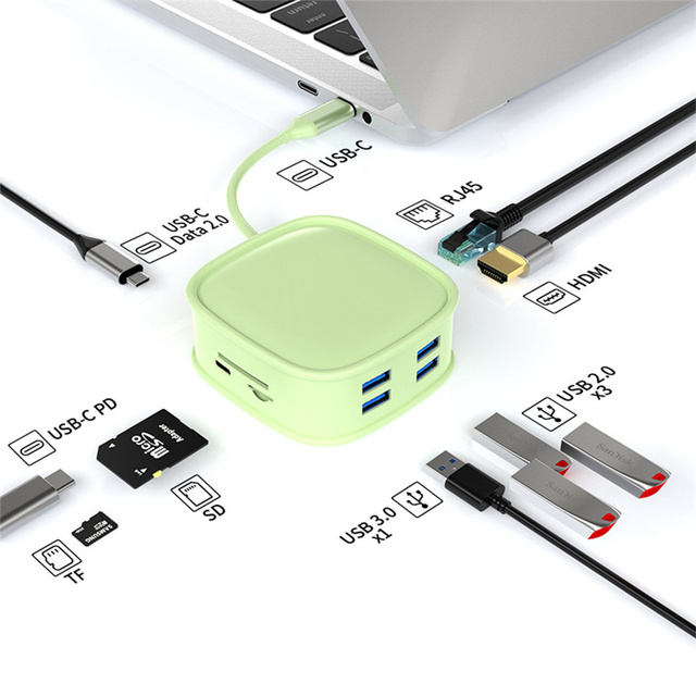 10 in 1 Docking Station Multi-function Usb Hub Type C Extensor Rj45 Expand Dock for Laptop Macbook 2023 Portable