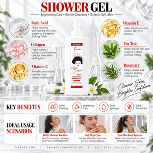 Ensemble de bain et de nettoyage : Gel douche éclaircissant bio marque privée, après-shampoing adoucissant, shampoing anti-frisottis - Product Image 3