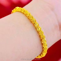 Bracelet plaqué or pour femme, style Dubaï, avec motifs floraux fins et colorés, inaltérables