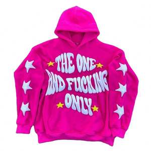 Fábrica a granel al por mayor sudaderas con capucha rosa sin cuerdas de bolsillo Sudadera con capucha recortada hombres personalizado Puff impresión sudaderas con capucha manga impresión - Product Image 1